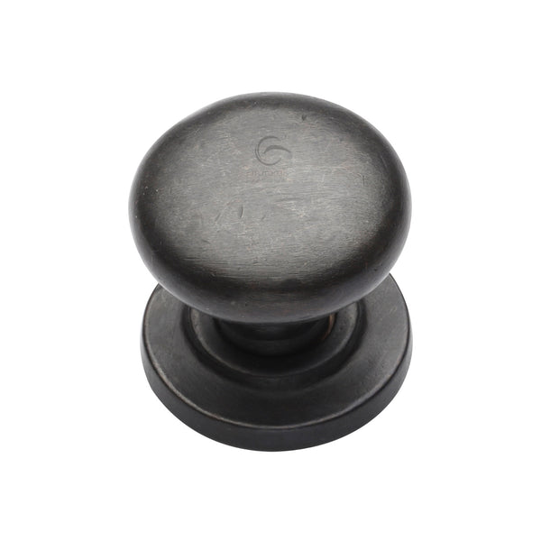 Rustic Dark Bronze Cabinet Knob Round Design on Plate 38mm - RDB613 38 - Choice Handles