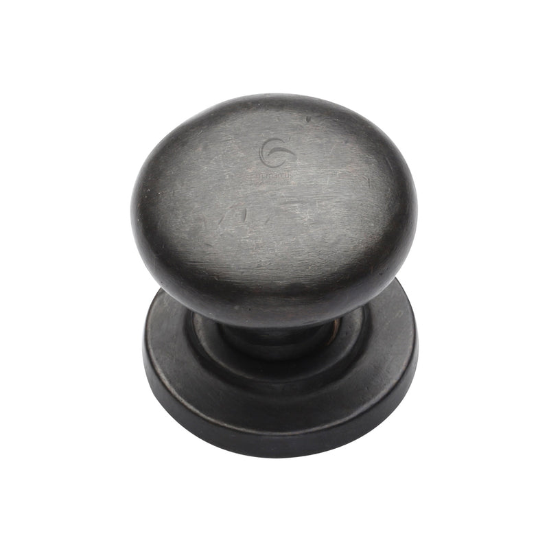 Rustic Dark Bronze Cabinet Knob Round Design on Plate 38mm - RDB613 38 - Choice Handles