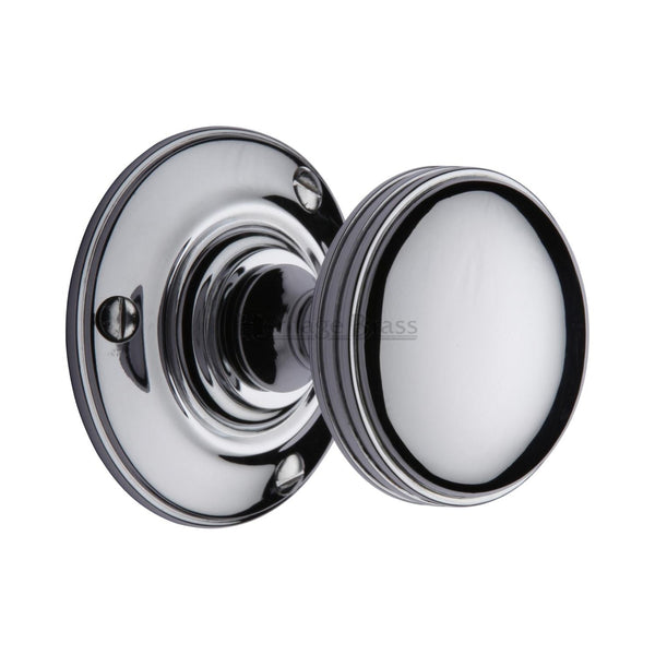 Heritage Brass Mortice Knob on Rose Richmond Design Polished Chrome finish - RHM988-PC - Choice Handles