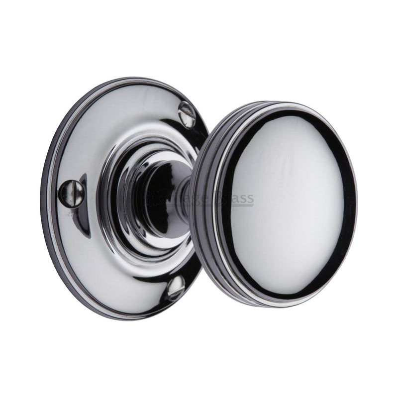 Heritage Brass Mortice Knob on Rose Richmond Design Polished Chrome finish - RHM988-PC - Choice Handles