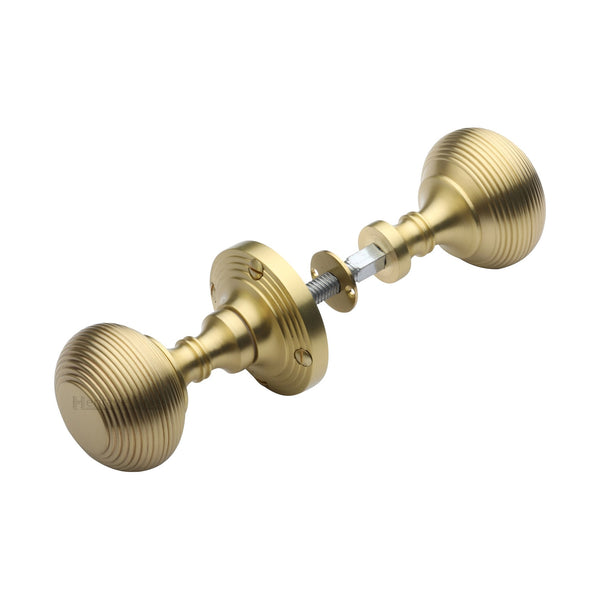 Heritage Brass Reeded Rim Knob Satin Brass finish&nbsp;(Suitable with Rim Locks only)
 - RIM V971-SB - Choice Handles