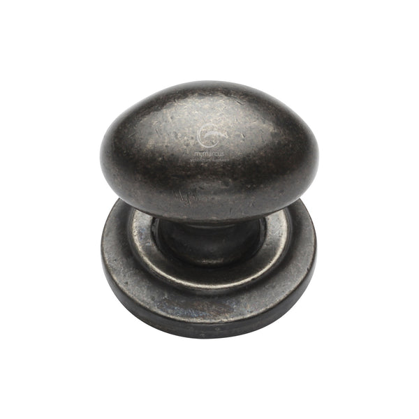 Rustic Pewter Cabinet Knob Oval Design on Plate 32mm - RPW179 32 - Choice Handles