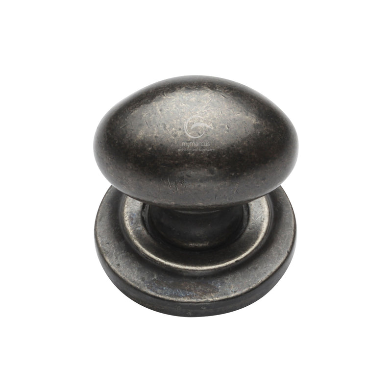 Rustic Pewter Cabinet Knob Oval Design on Plate 32mm - RPW179 32 - Choice Handles