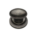 Rustic Pewter Cabinet Knob Oval Design on Plate 38mm - RPW179 38 - Choice Handles