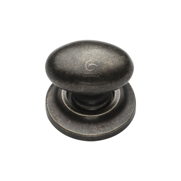 Rustic Pewter Cabinet Knob Oval Design on Plate 38mm - RPW179 38 - Choice Handles