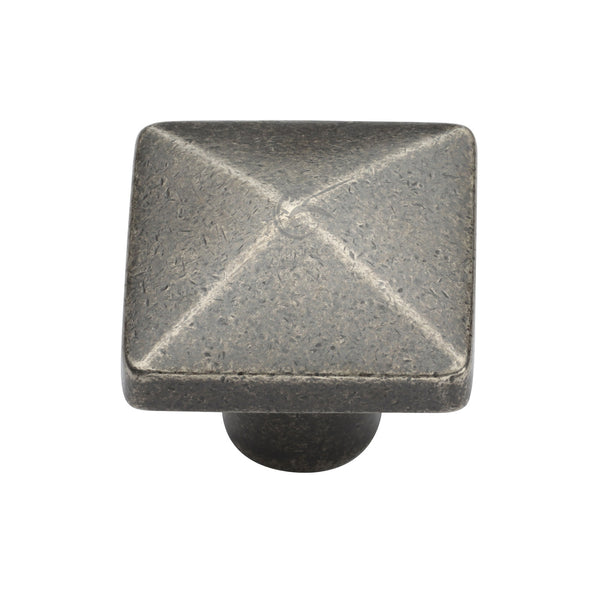 Rustic Pewter Cabinet Knob Square Pyramid Design 32mm - RPW390 32 - Choice Handles