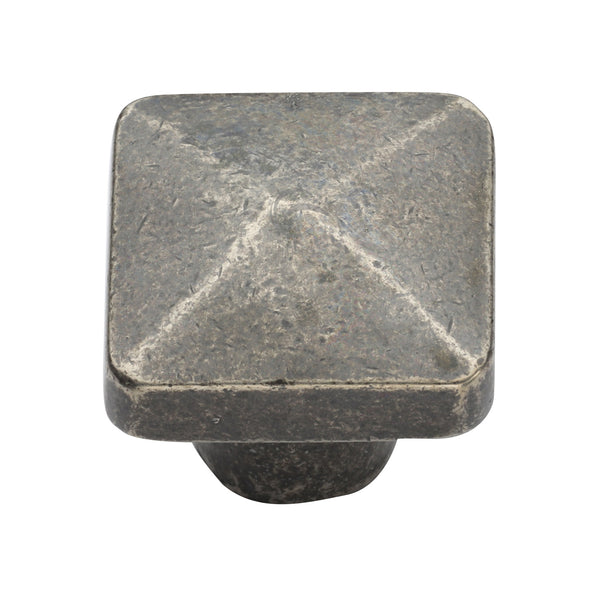 Rustic Pewter Cabinet Knob Square Pyramid Design 38mm - RPW390 38 - Choice Handles