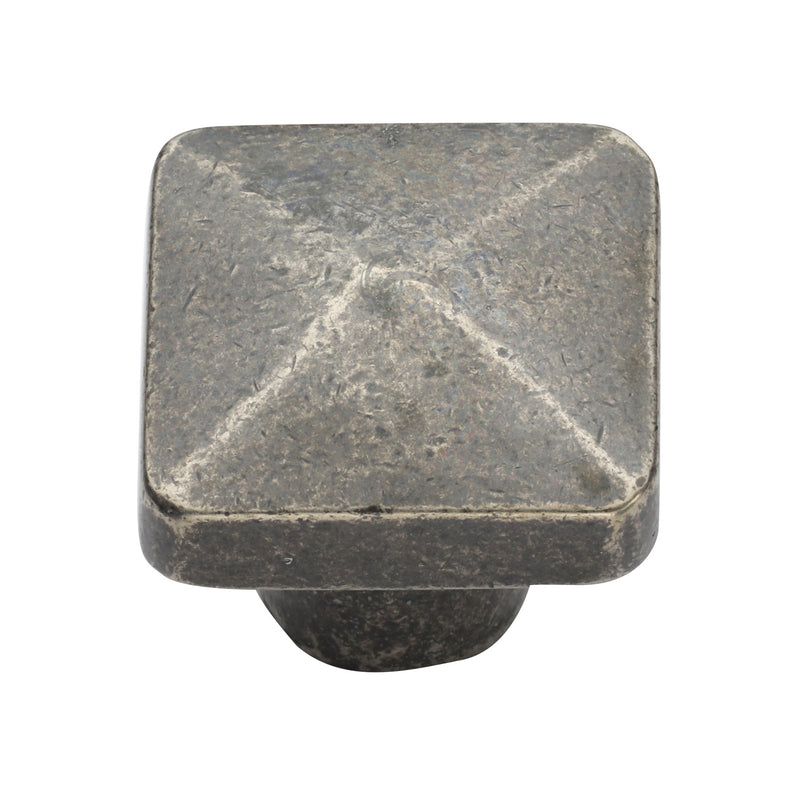Rustic Pewter Cabinet Knob Square Pyramid Design 38mm - RPW390 38 - Choice Handles
