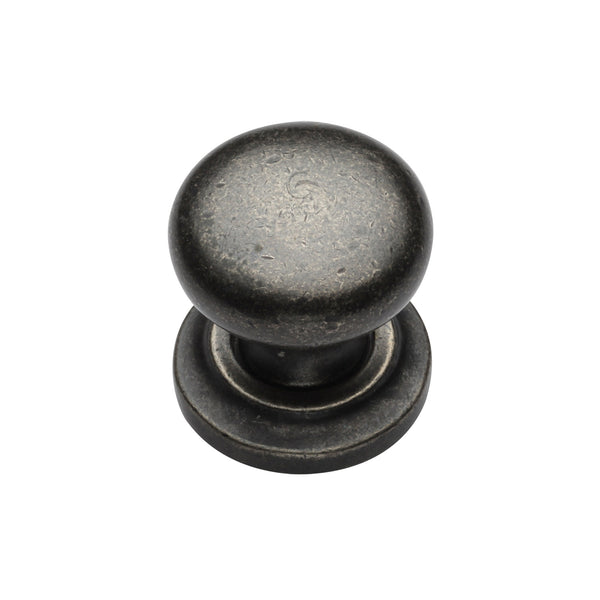 Rustic Pewter Cabinet Knob Round Design on Plate 25mm - RPW613 25 - Choice Handles