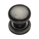 Rustic Pewter Cabinet Knob Round Design on Plate 32mm - RPW613 32 - Choice Handles