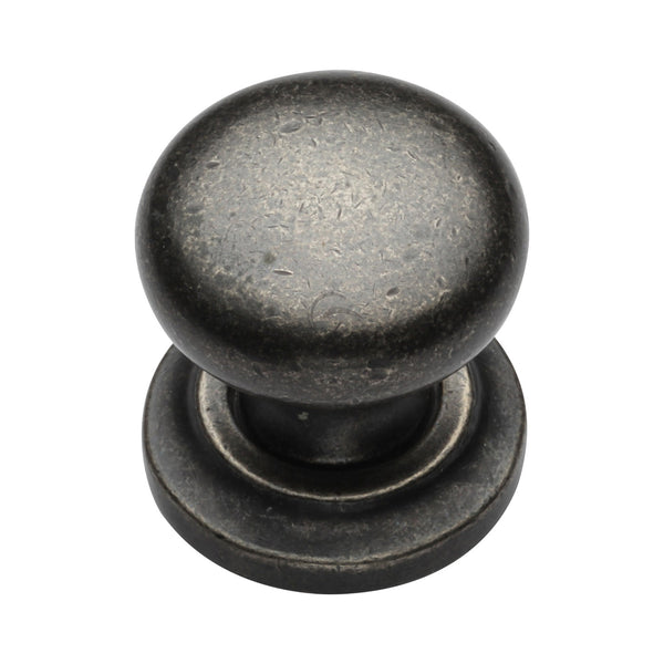 Rustic Pewter Cabinet Knob Round Design on Plate 32mm - RPW613 32 - Choice Handles