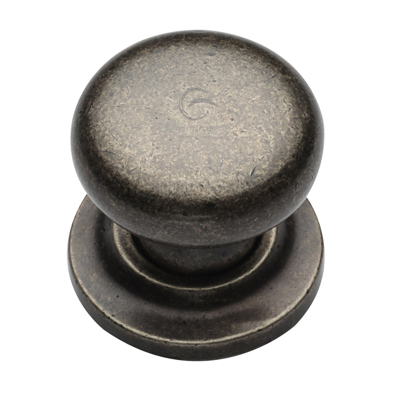 Rustic Pewter Cabinet Knob Round Design on Plate 38mm - RPW613 38 - Choice Handles
