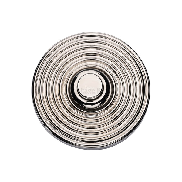 Heritage Brass Reeded Bell Push Polished Nickel finish - FB353 - Choice Handles