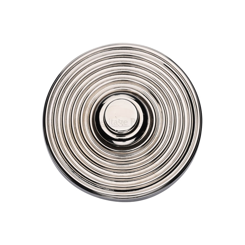 Heritage Brass Reeded Bell Push Polished Nickel finish - FB353 - Choice Handles
