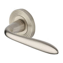 Heritage Brass Door Handle Lever Latch on Round Rose Sutton Reeded Design Satin Nickel Finish
UK Registered Design Number 6204750 - RR1752-SN - Choice Handles