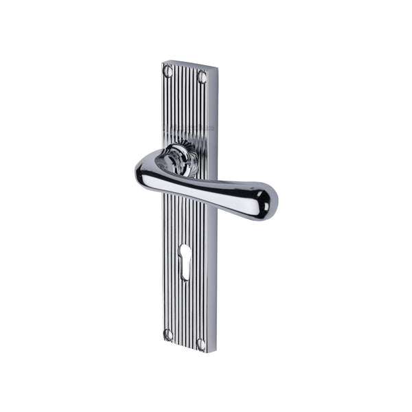 Heritage Brass Charlbury Reeded Lever Lock Polished Chrome finishUK Design Registration Number 6202494 - RR3000-PC - Choice Handles