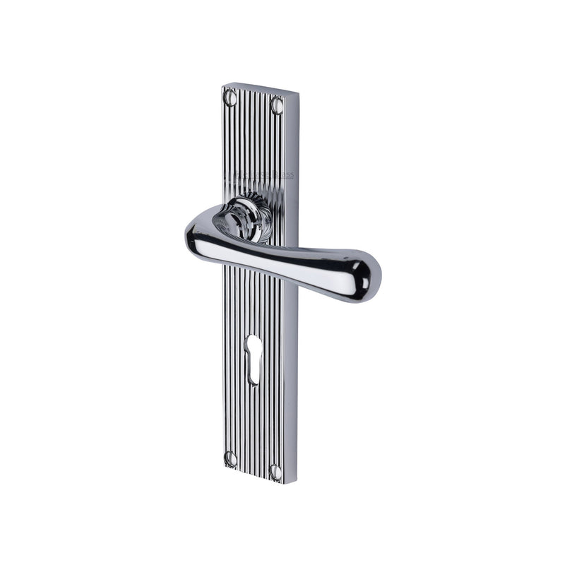 Heritage Brass Charlbury Reeded Lever Lock Polished Chrome finishUK Design Registration Number 6202494 - RR3000-PC - Choice Handles