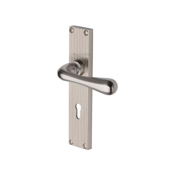 Heritage Brass Charlbury Reeded Lever Lock Satin Nickel finishUK Design Registration Number 6202494 - RR3000-SN - Choice Handles
