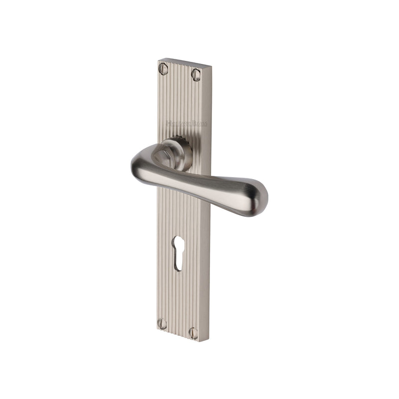 Heritage Brass Charlbury Reeded Lever Lock Satin Nickel finishUK Design Registration Number 6202494 - RR3000-SN - Choice Handles