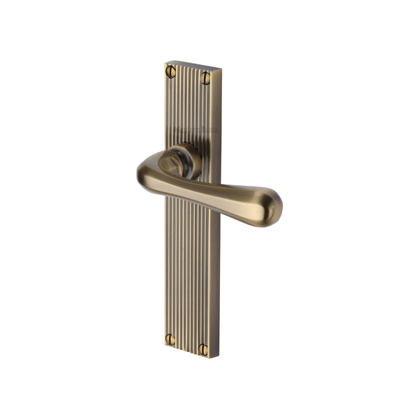 Heritage Brass Charlbury Reeded Lever Latch Antique Brass finishUK Design Registration Number 6202494 - RR3010-AT - Choice Handles