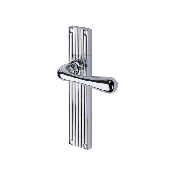 Heritage Brass Charlbury Reeded Lever Latch Polished Chrome finishUK Design Registration Number 6202494 - RR3010-PC - Choice Handles