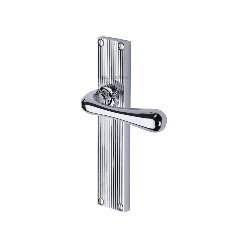 Heritage Brass Charlbury Reeded Lever Latch Polished Chrome finishUK Design Registration Number 6202494 - RR3010-PC - Choice Handles