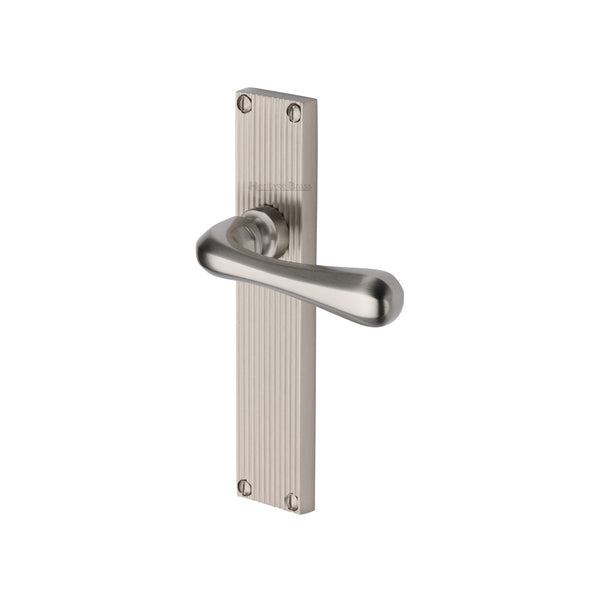 Heritage Brass Charlbury Reeded Lever Latch Satin Nickel finishUK Design Registration Number 6202494 - RR3010-SN - Choice Handles