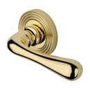 Heritage Brass Door Handle Lever Latch on Round Rose Charlbury Reeded Design Polished Brass finish - RR3022-PB - Choice Handles