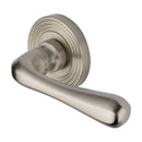 Heritage Brass Door Handle Lever Latch on Round Rose Charlbury Reeded Design Satin Nickel finish - RR3022-SN - Choice Handles