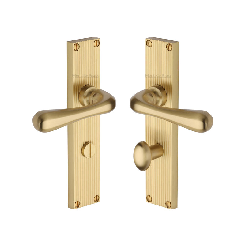 Heritage Brass Charlbury Reeded Bathroom Set Satin Brass finishUK Design Registration Number 6202494 - RR3030-SB - Choice Handles