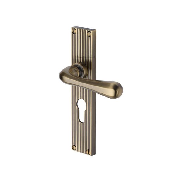 Heritage Brass Charlbury Reeded Euro Profile Antique Brass finishUK Design Registration Number 6202494 - RR3048-AT - Choice Handles