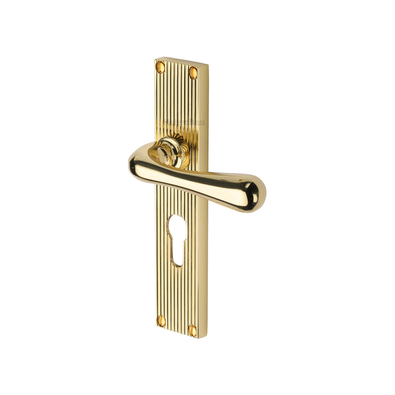 Heritage Brass Charlbury Reeded Euro Profile Polished Brass finishUK Design Registration Number 6202494 - RR3048-PB - Choice Handles