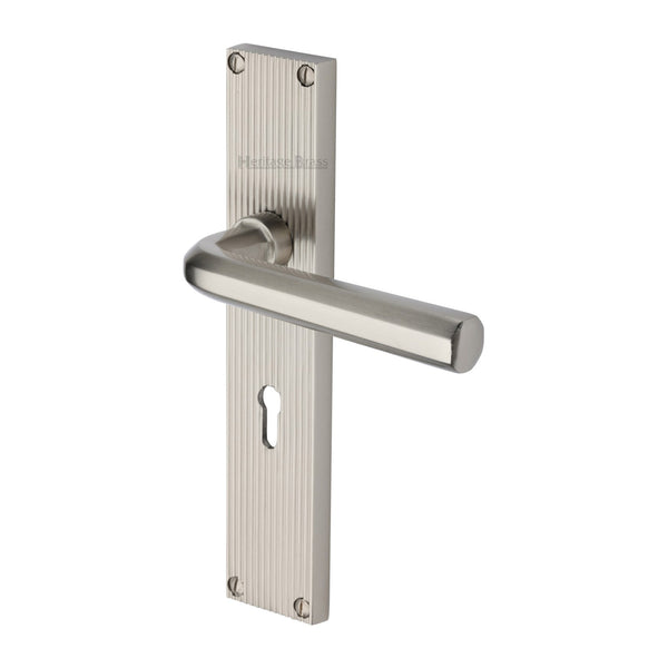 Heritage Brass Octave Reeded Lever Lock Satin Nickel finishUK Design Registration Number 6234528 - RR3700-SN - Choice Handles
