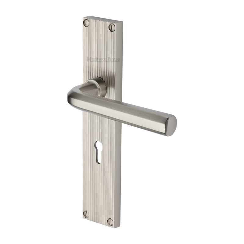 Heritage Brass Octave Reeded Lever Lock Satin Nickel finish - RR3700-SN - Choice Handles
