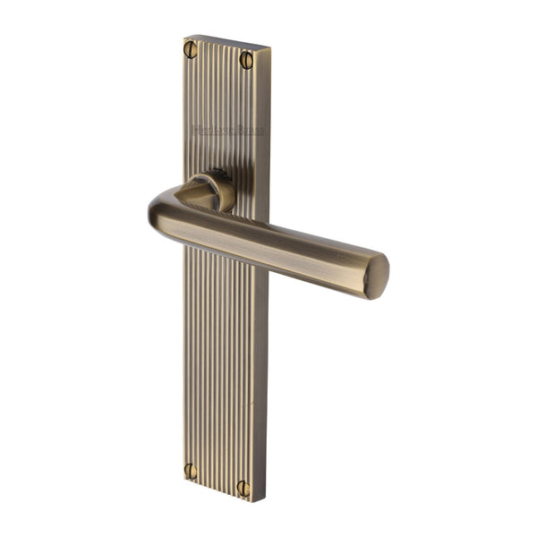 Heritage Brass Octave Reeded Lever Latch Antique Brass finish - RR3710-AT - Choice Handles