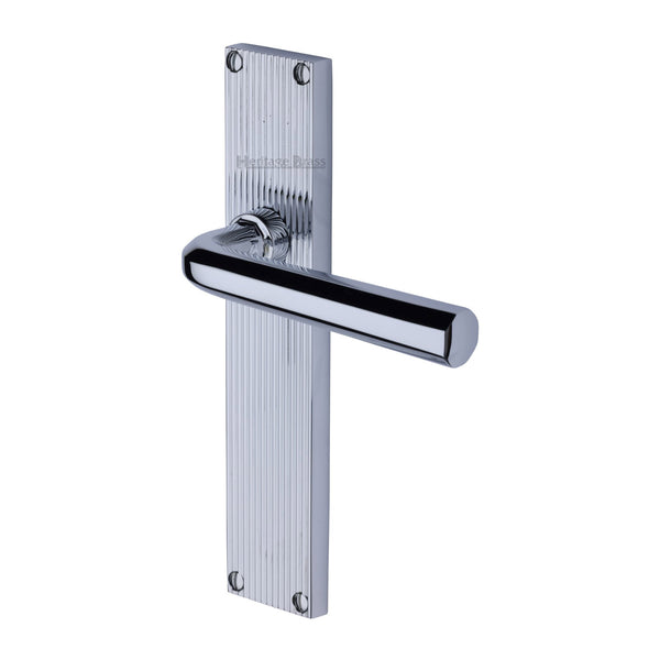 Heritage Brass Octave Reeded Lever Latch Polished Chrome finishUK Design Registration Number 6234528 - RR3710-PC - Choice Handles