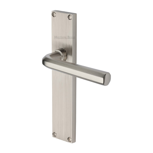 Heritage Brass Octave Reeded Lever Latch Satin Nickel finishUK Design Registration Number 6234528 - RR3710-SN - Choice Handles