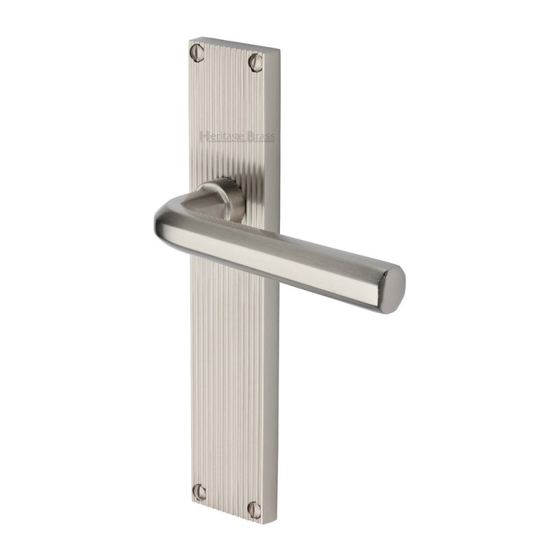 Heritage Brass Octave Reeded Lever Latch Satin Nickel finish - RR3710-SN - Choice Handles