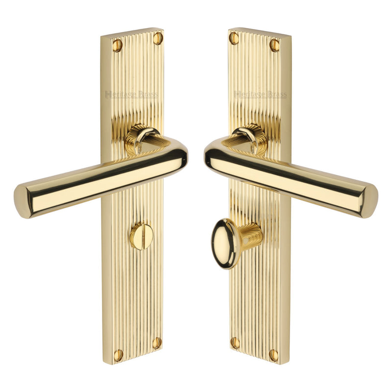 Heritage Brass Octave Reeded Bathroom Set Polished Brass finishUK Design Registration Number 6234528 - RR3730-PB - Choice Handles