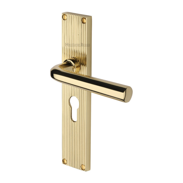 Heritage Brass Octave Reeded Europrofile Polished Brass finish - RR3748-PB - Choice Handles