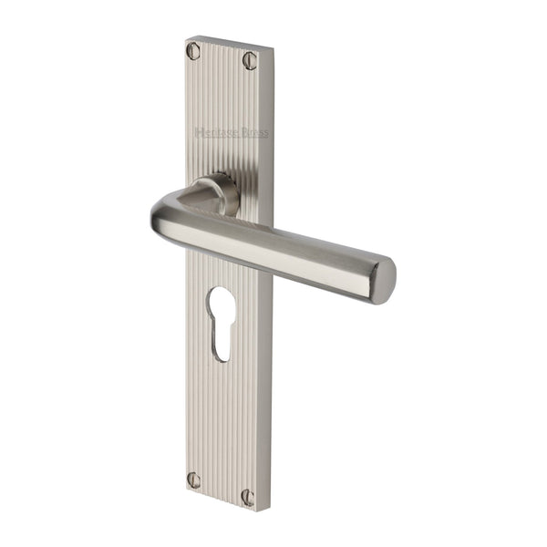 Heritage Brass Octave Reeded Europrofile Satin Nickel finish - RR3748-SN - Choice Handles