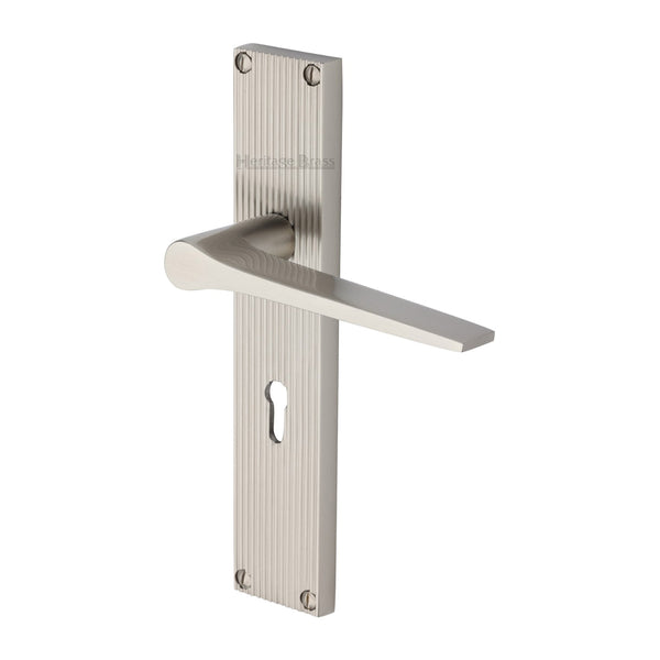 Heritage Brass Gio Reeded Lever Lock Satin Nickel finishUK Design Registration Number 6234527 - RR4700-SN - Choice Handles