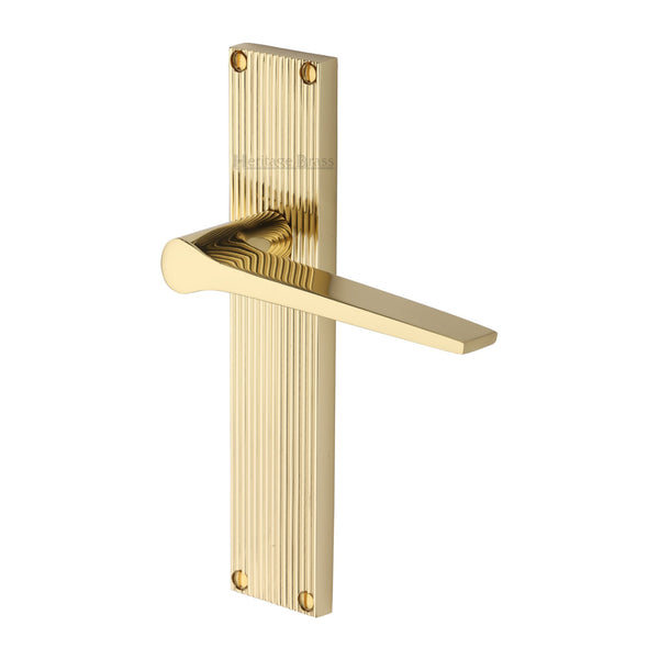 Heritage Brass Gio Reeded Lever Latch Polished Brass finish- RR4710-PB - Choice Handles