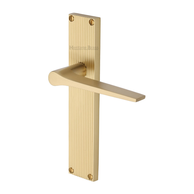 Heritage Brass Gio Reeded Lever Latch Satin Brass finish- RR4710-SB - Choice Handles