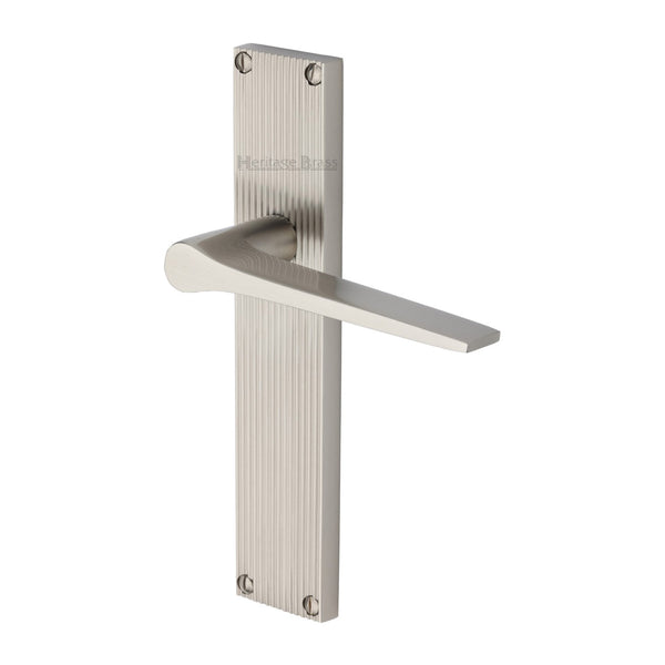 Heritage Brass Gio Reeded Lever Latch Satin Nickel finishUK Design Registration Number 6234527 - RR4710-SN - Choice Handles