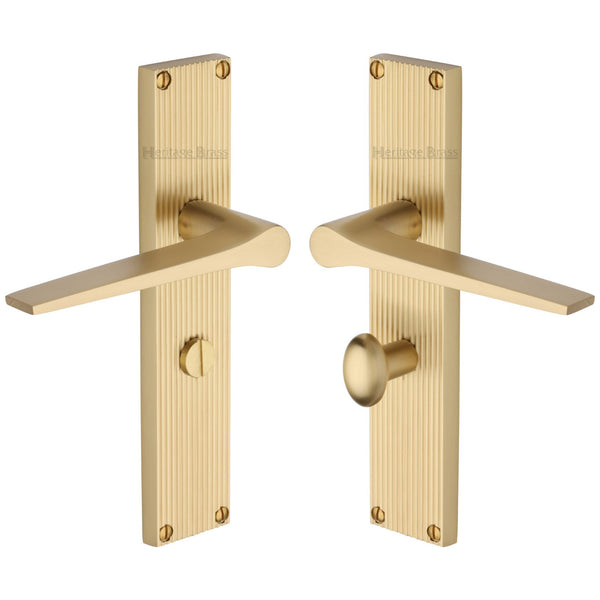 Heritage Brass Gio Reeded Bathroom set Satin Brass finishUK Design Registration Number 6234527 - RR4730-SB - Choice Handles