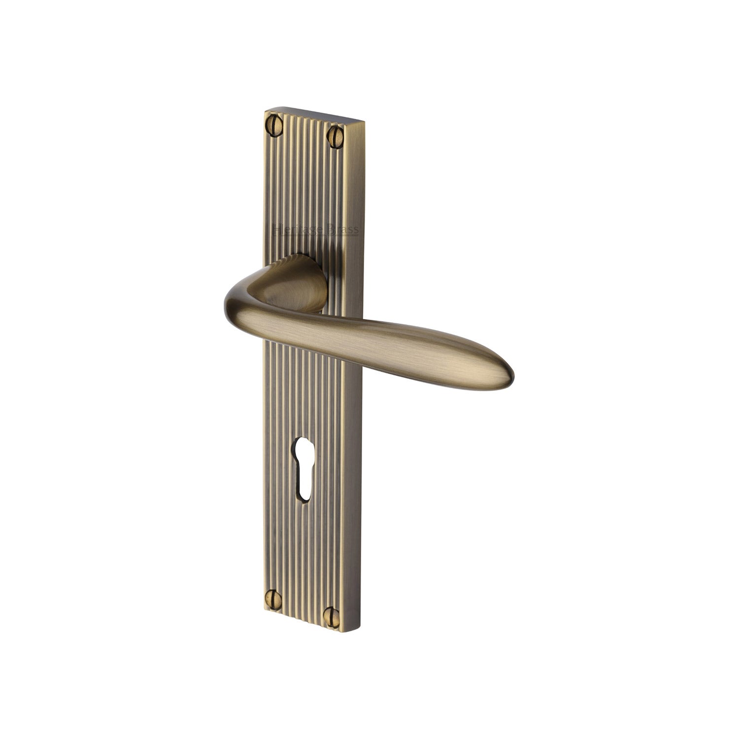 Heritage Brass Sutton Reeded Lever Lock Antique Brass finish- RR5000-A