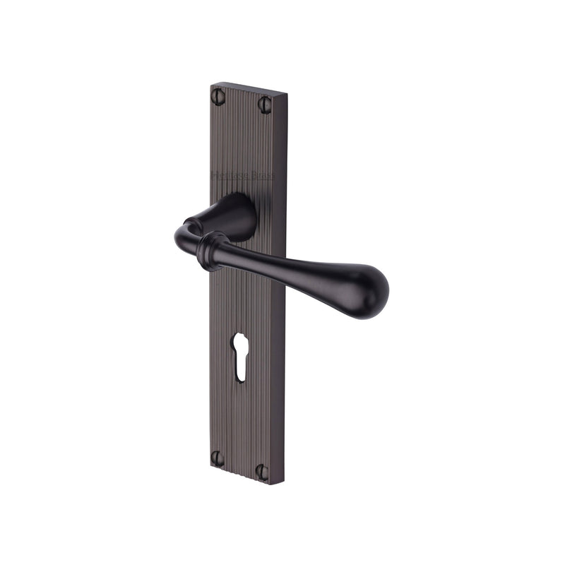 Heritage Brass Roma Reeded Lever Lock Matt Bronze finishUK Design Registration Number 6234525 - RR6000-MB - Choice Handles