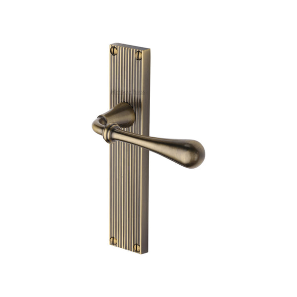 Heritage Brass Roma Reeded Lever Latch Antique Brass finish- RR6010-AT - Choice Handles