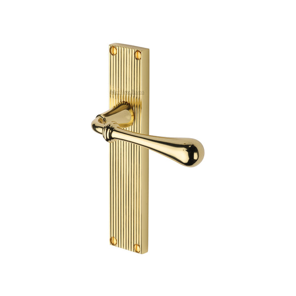 Heritage Brass Roma Reeded Lever Latch Polished Brass finishUK Design Registration Number 6234525 - RR6010-PB - Choice Handles